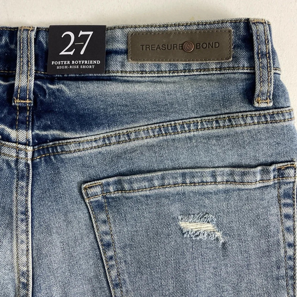 Treasure & Bond Foster Boyfriend High Rise Denim Shorts Blue Size 27 NWT Buttons - Picture 5 of 11